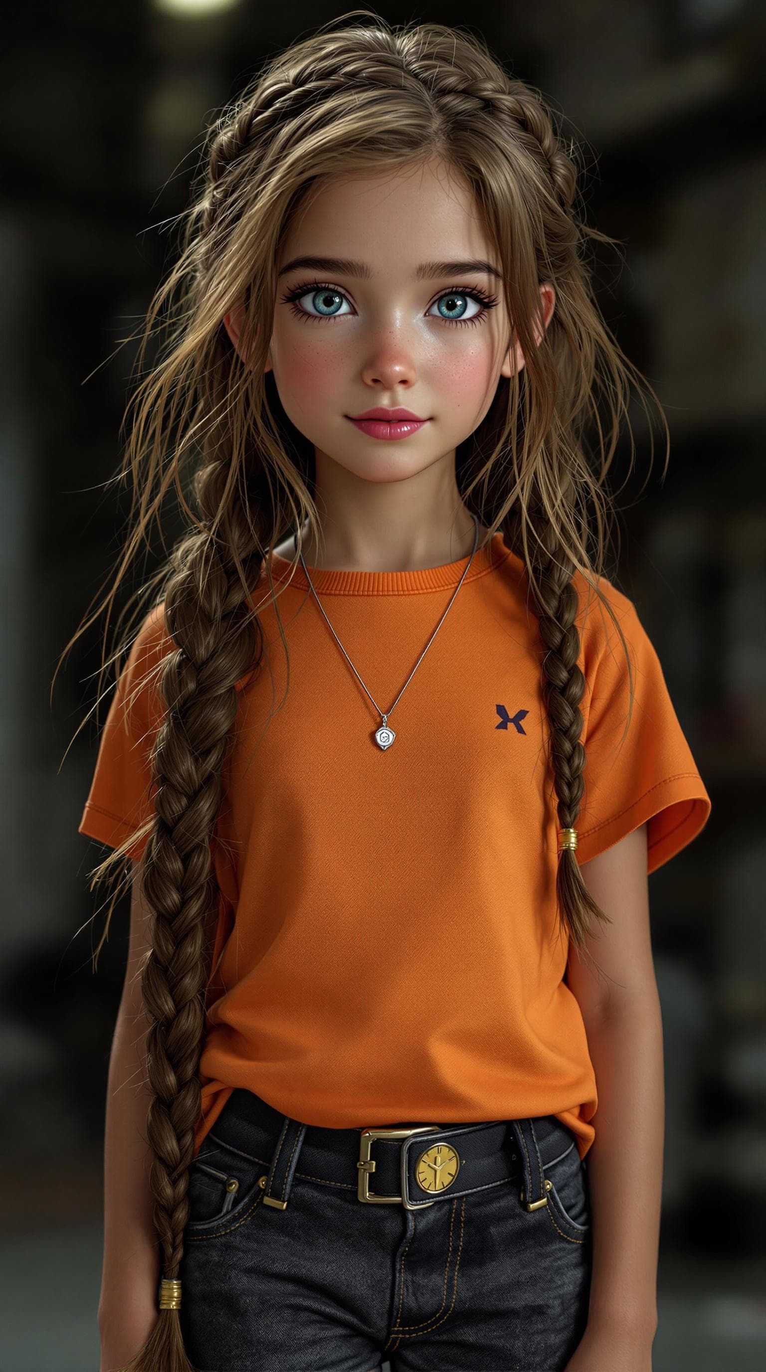 AI generated:  a professional photo of a exceptionally beautiful girl in the world (age 10) Elle in a highly detai...