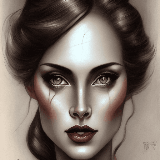 AI generated: a woman's face in a pencil drawing with two pencils, in the style of tom bagshaw, celebrity portrait...