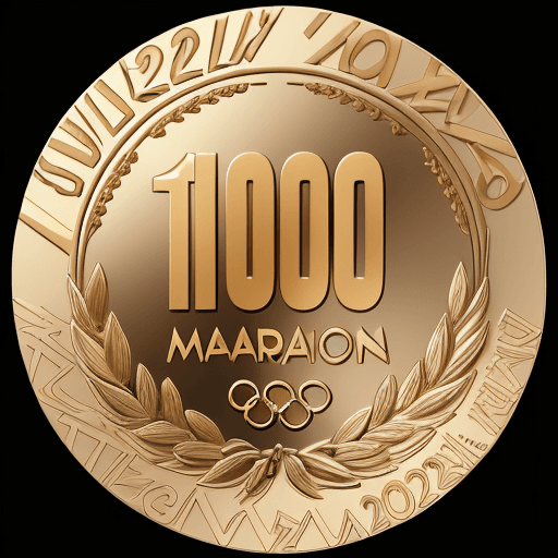 AI generated: "Design a medal in PNG format with dimensions of 1000x1000 pixels to commemorate the marathon compet...
