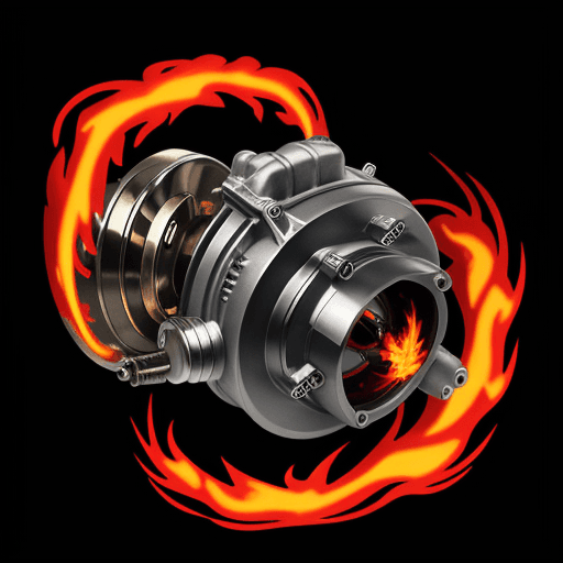AI generated: 2d Turbocharger with flames