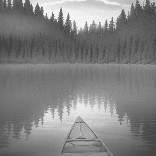 AI generated: Lake Huron::0.3 family paddling canoe::0.5 high-contrast Niagara escarpment forest landscape photogr...