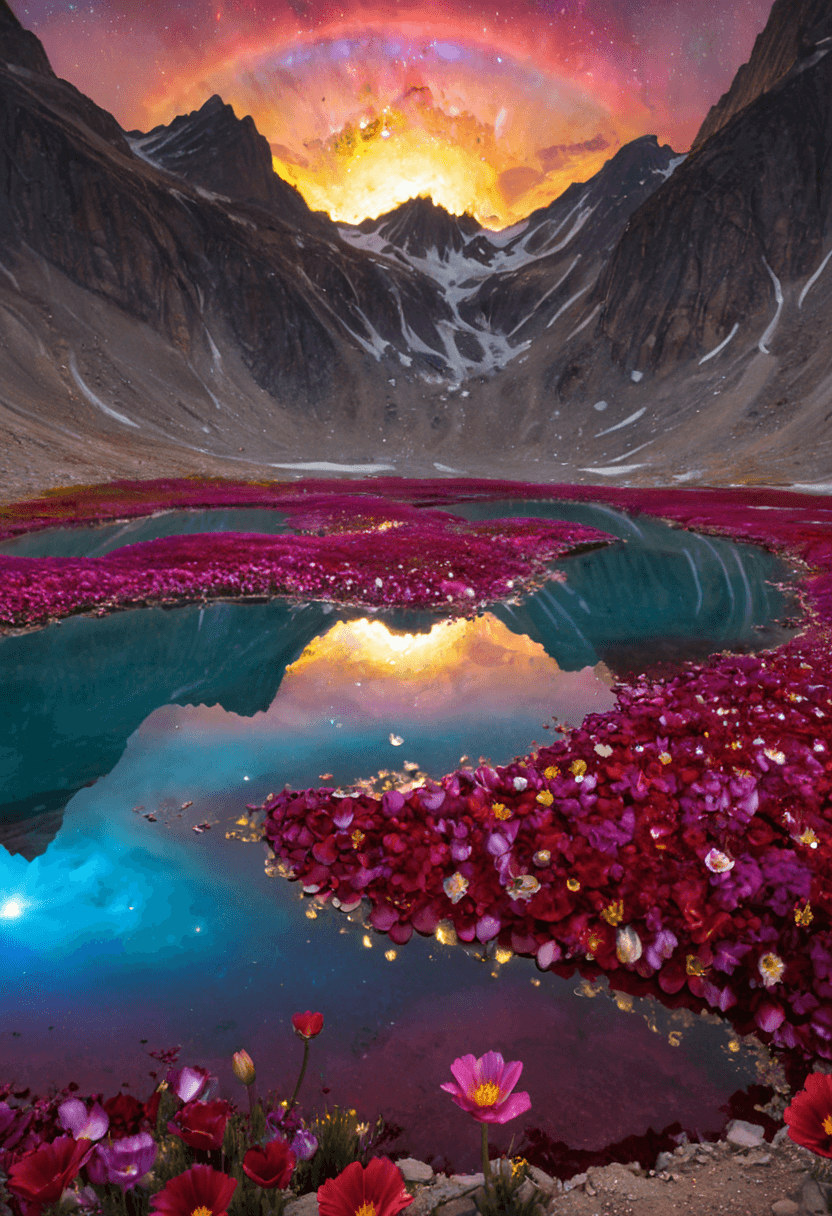 AI generated: Alien-themed <lora:xl_more_art-full_v1:1>,<lora:DreamARTSDXL:1>,A field of massive, alien flowers th...