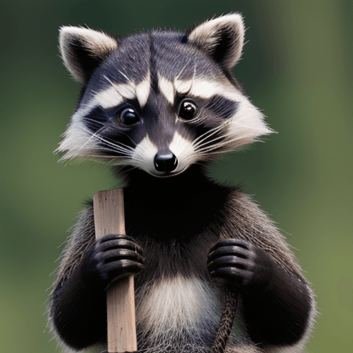 AI generated: cottagecore raccoon, anthropomorphic 