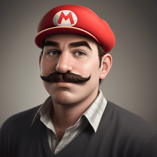 AI generated: portrait of a man who looks exactly like super mario, photographt, portrait photograph