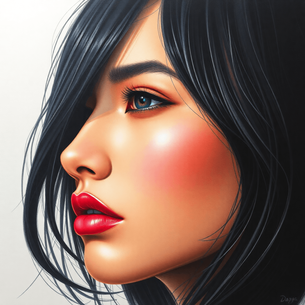 AI generated: color drawing of a woman's face, daz3d, blink-and-you-miss-it detail, emotional landscapes, realisti...