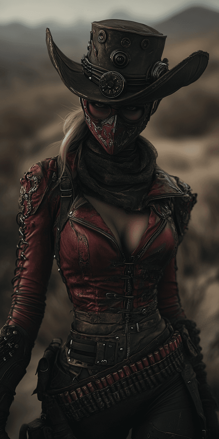 AI generated: A striking portrait of a young, rogue sovereign woman posing in a desert landscape, her gaze directe...