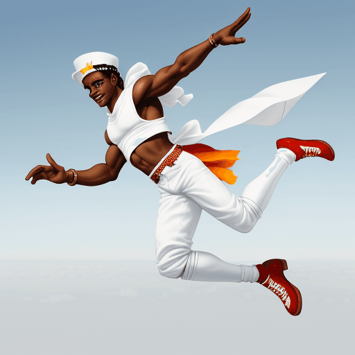 AI generated: Hermes running in the air with some white Air Jordan