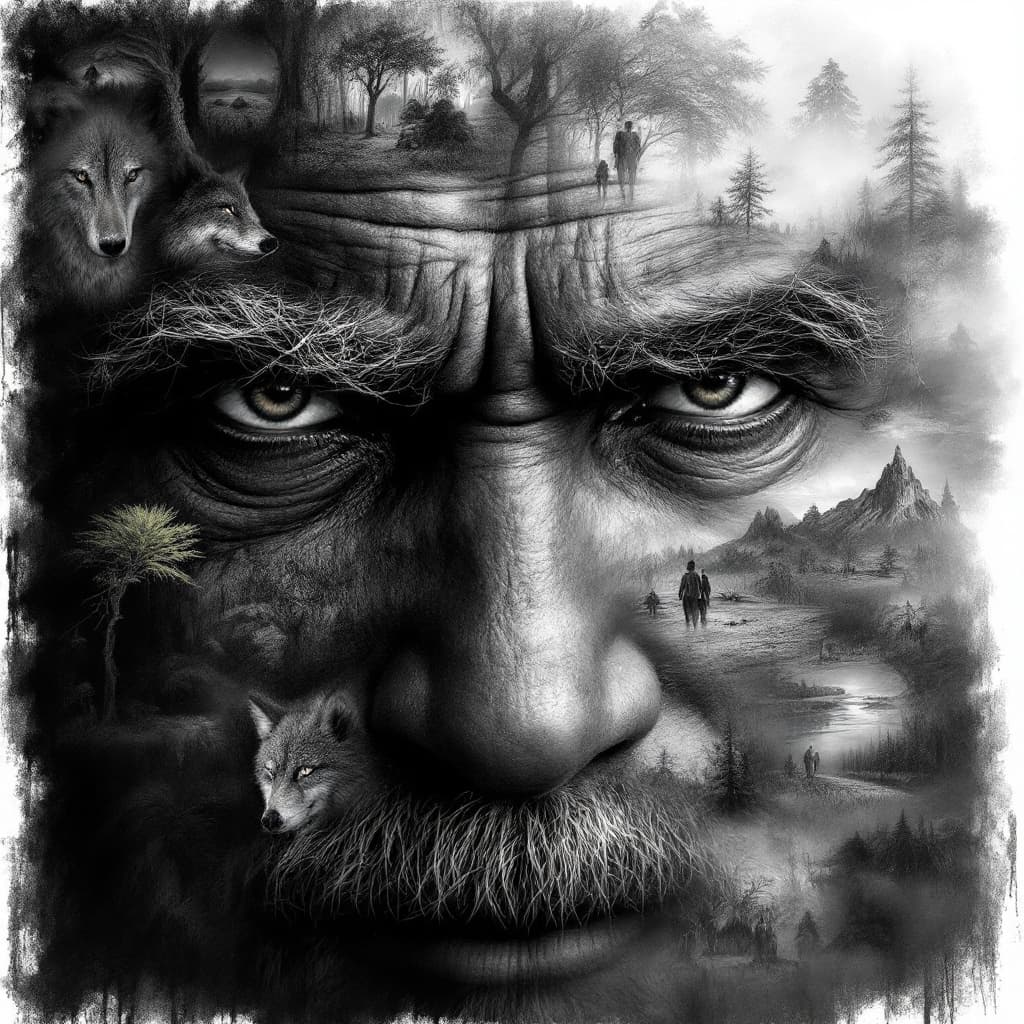 AI generated: digital painting, image inside image, ultra realistic, black and white pencil sketch, very detailed ...