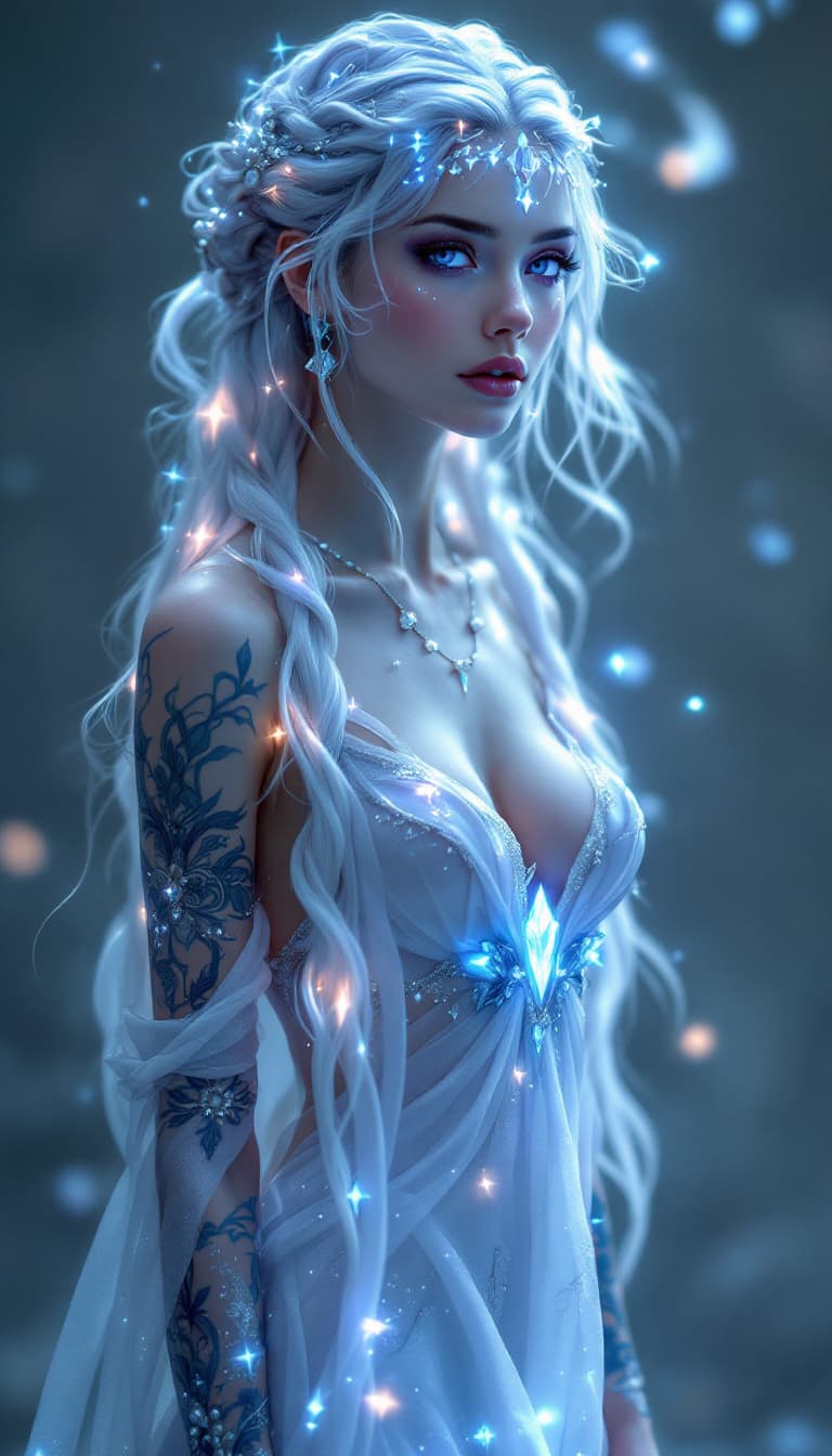 AI generated: An ultra-realistic, full-body portrait of a captivating dream weaver woman, her pose both serene and...