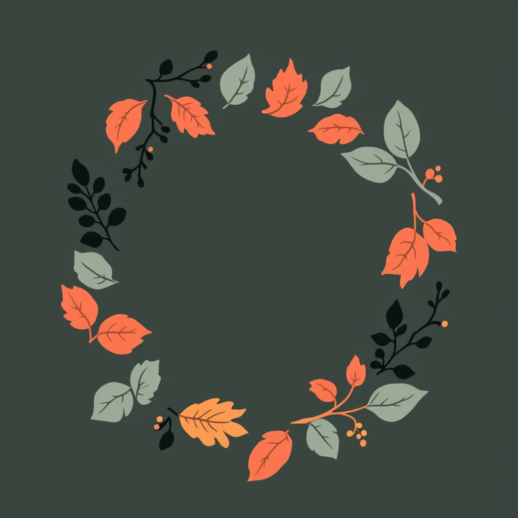 AI generated:  leaves Shape bold spherical frame design for something specific, like a website, invitation, logo, ...