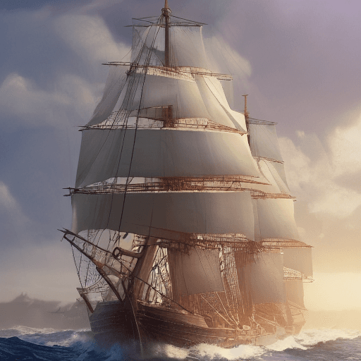 AI generated: Photo of a ultra realistic sailing ship, dramatic light, pale sunrise, cinematic lighting, battered,...