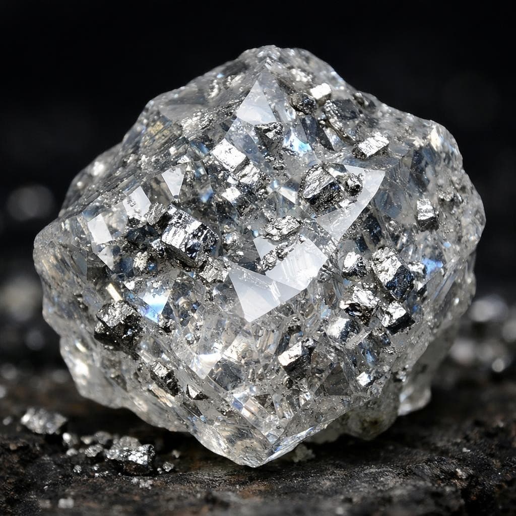 AI generated: a brilliant yet rough diamond with flecks of platinum scattered through out it