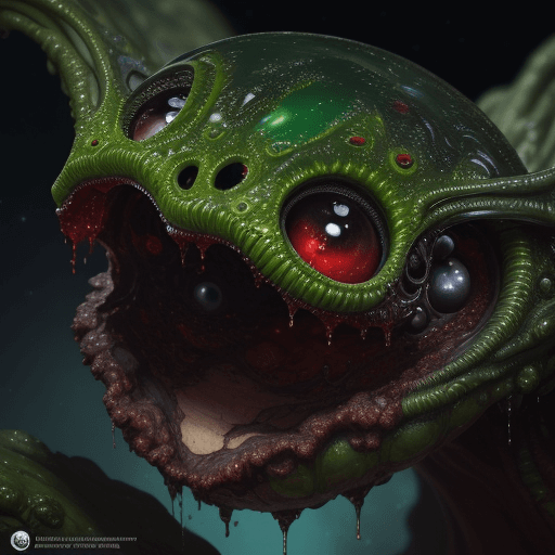 AI generated: Cute creature from Space. terraforming. Alien Flora,  close-up, hyper detailed, rich colours, red gr...