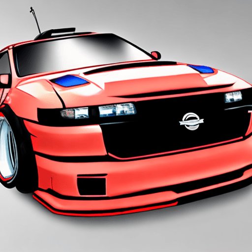 AI generated: Make a minimalist car with itasha vinyl with a pronounced letter Y for the avatar of the drift serve...