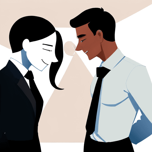 AI generated: Depict two business figures nodding at each other from a quite distance, indicating a casual acquain...