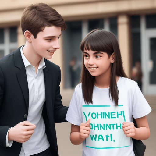 AI generated: Young confident charity worker helping people around him