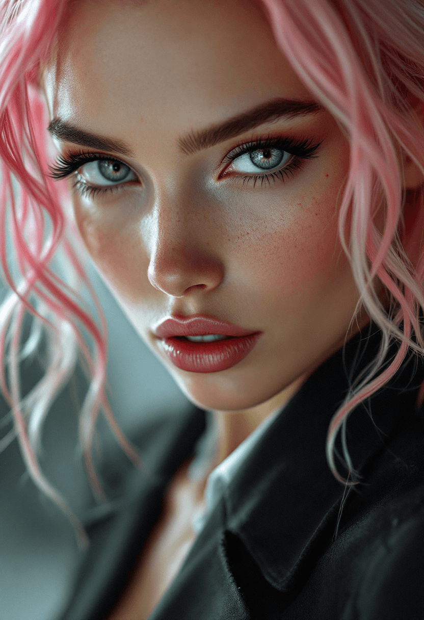 AI generated: The image is a close-up of a  business girl with a detailed athletic body, highly detailed and reali...