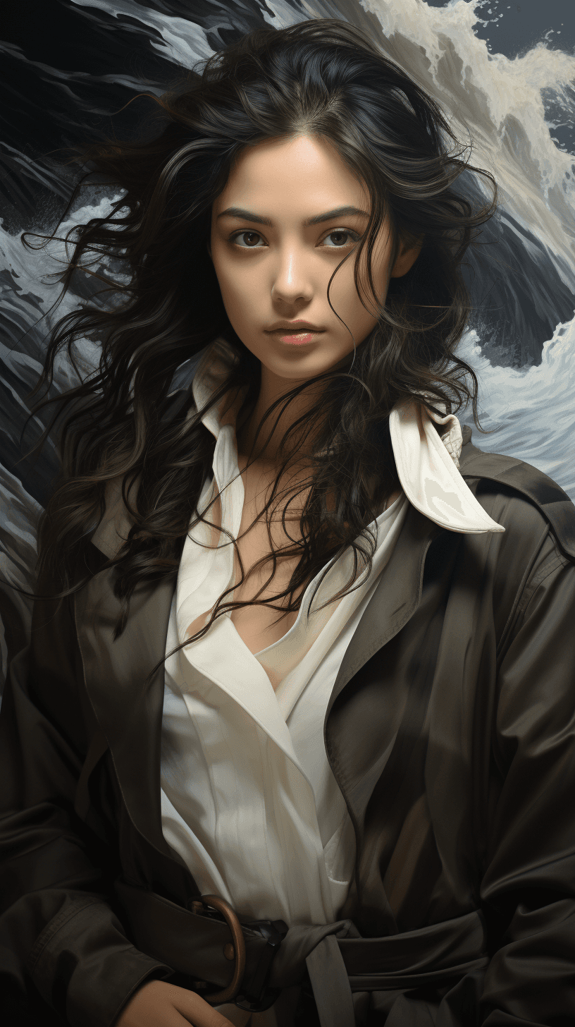AI generated: image of an attractive girl in her hair, in the style of ray collins, shiny eyes, charles spencelayh...