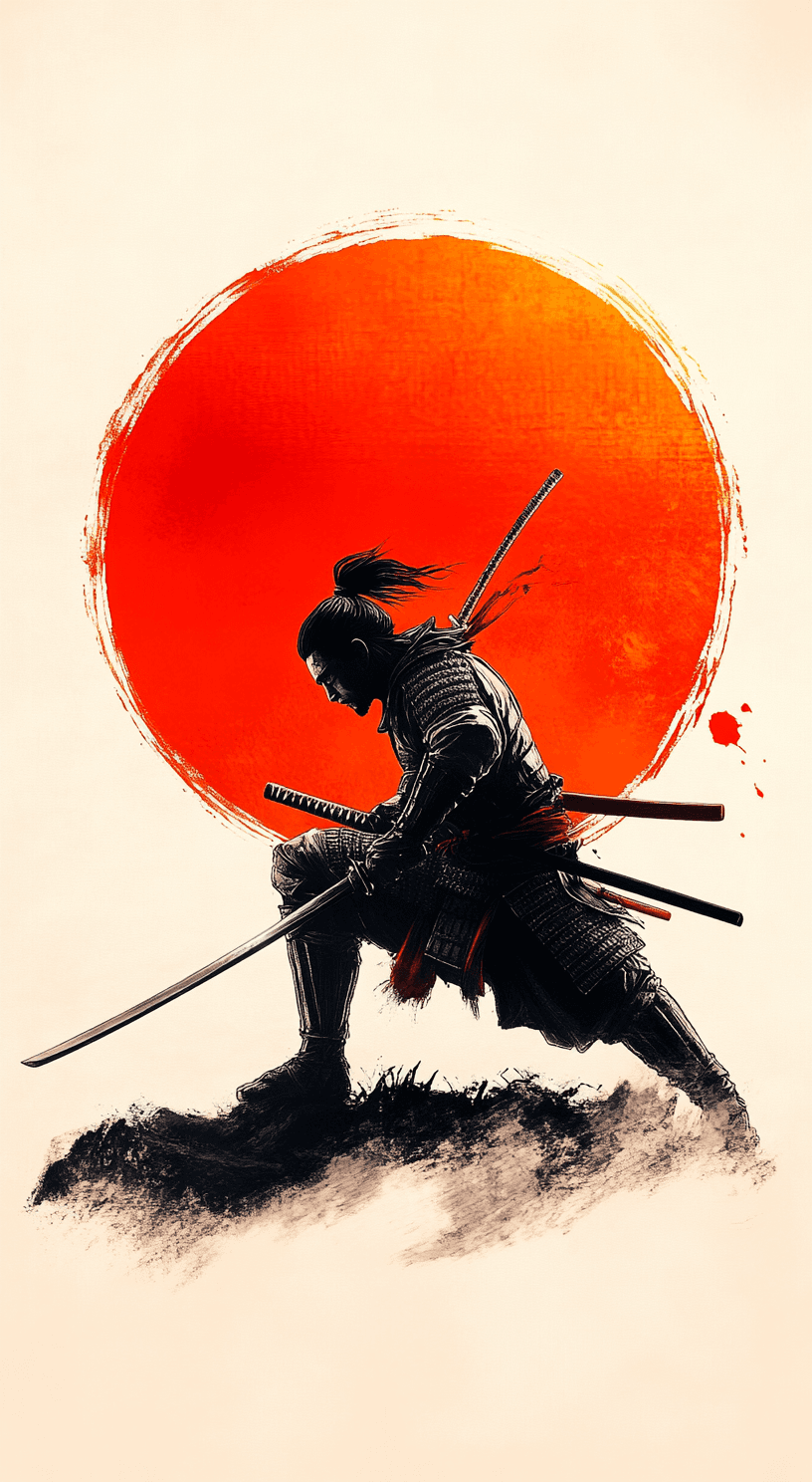 AI generated: Samurai in full armor, concept art in the style of Yoji Shinkawa and Dominik Mayer with vibrant colo...