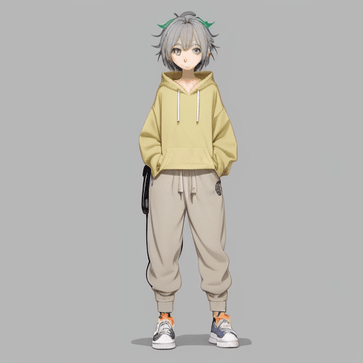 AI generated: Anime: [Character: A cute and kawaii anime-style character with white skin, bright green eyes, and d...