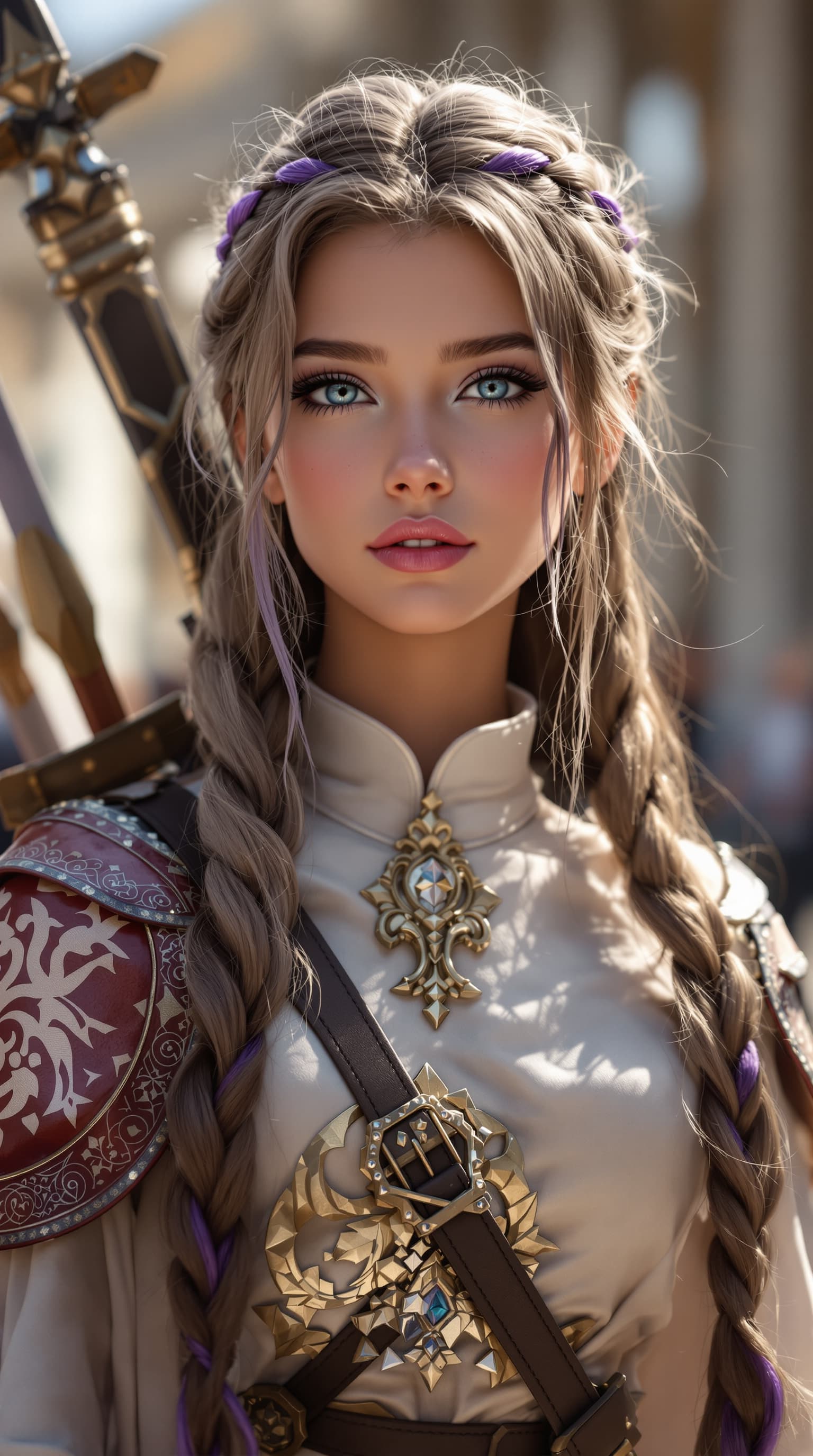AI generated: A professional photograph capturing one of the most beautiful two, second-grade Ukrainian girls in t...