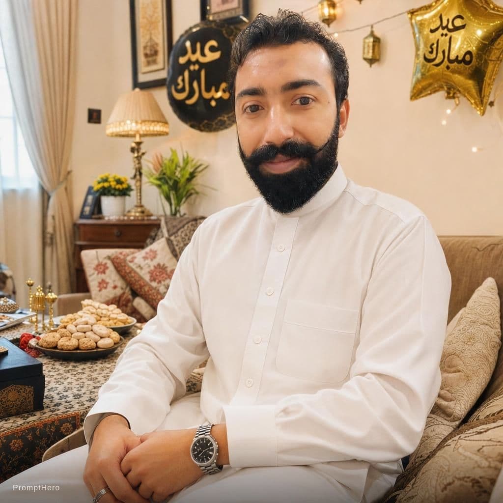 AI generated: Ultra-realistic Eid celebration photo using the reference image as the exact identity blueprint. Rec...