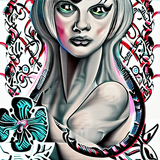 AI generated: blonde girl in a cosmic dress,  ornate, rococo, grotesque, zbrush art, majestic, organics, silver fi...