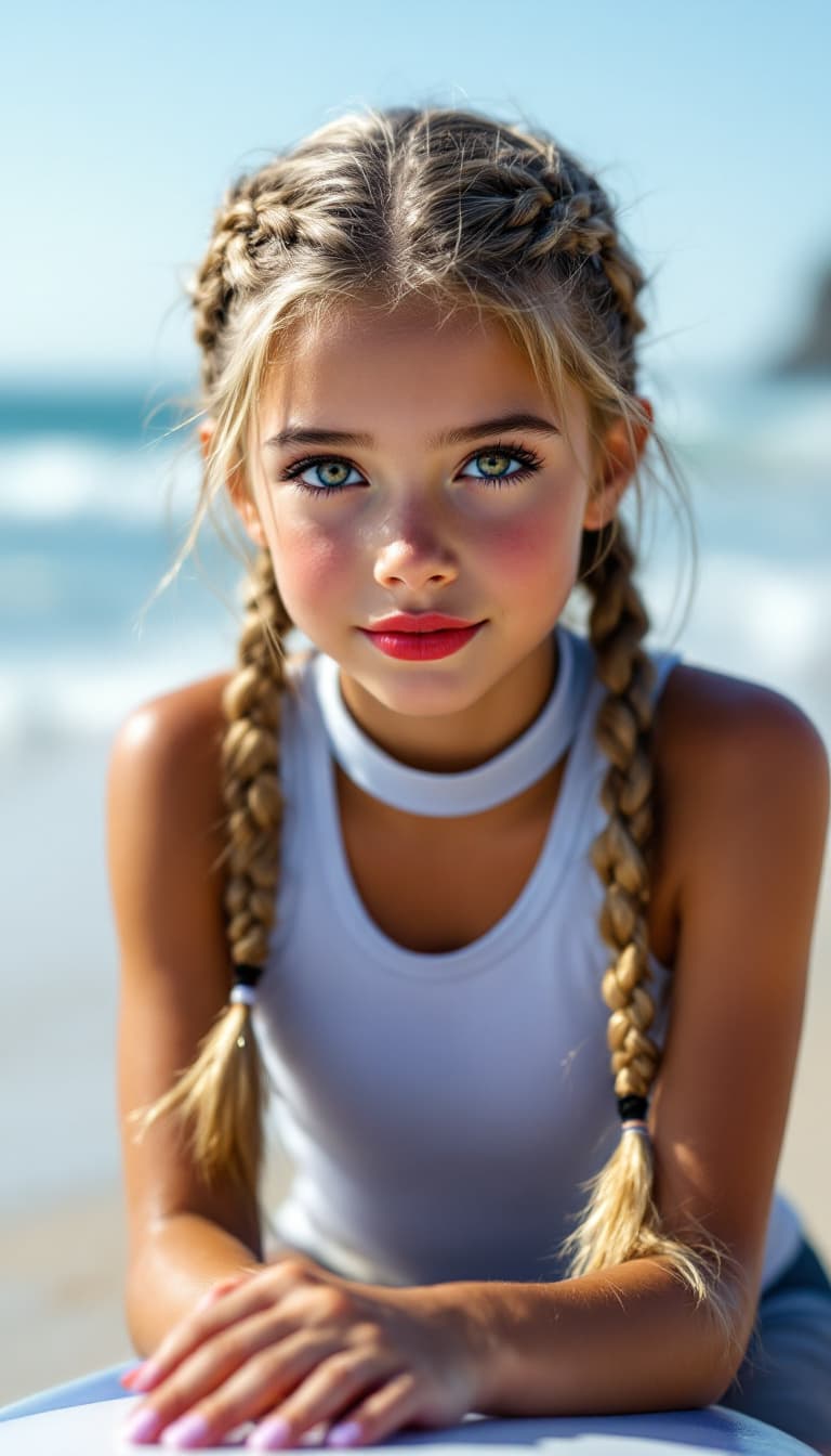 AI generated: a professional photo of a exceptionally beautiful girl in the world (age 7), (seven year old),  at t...