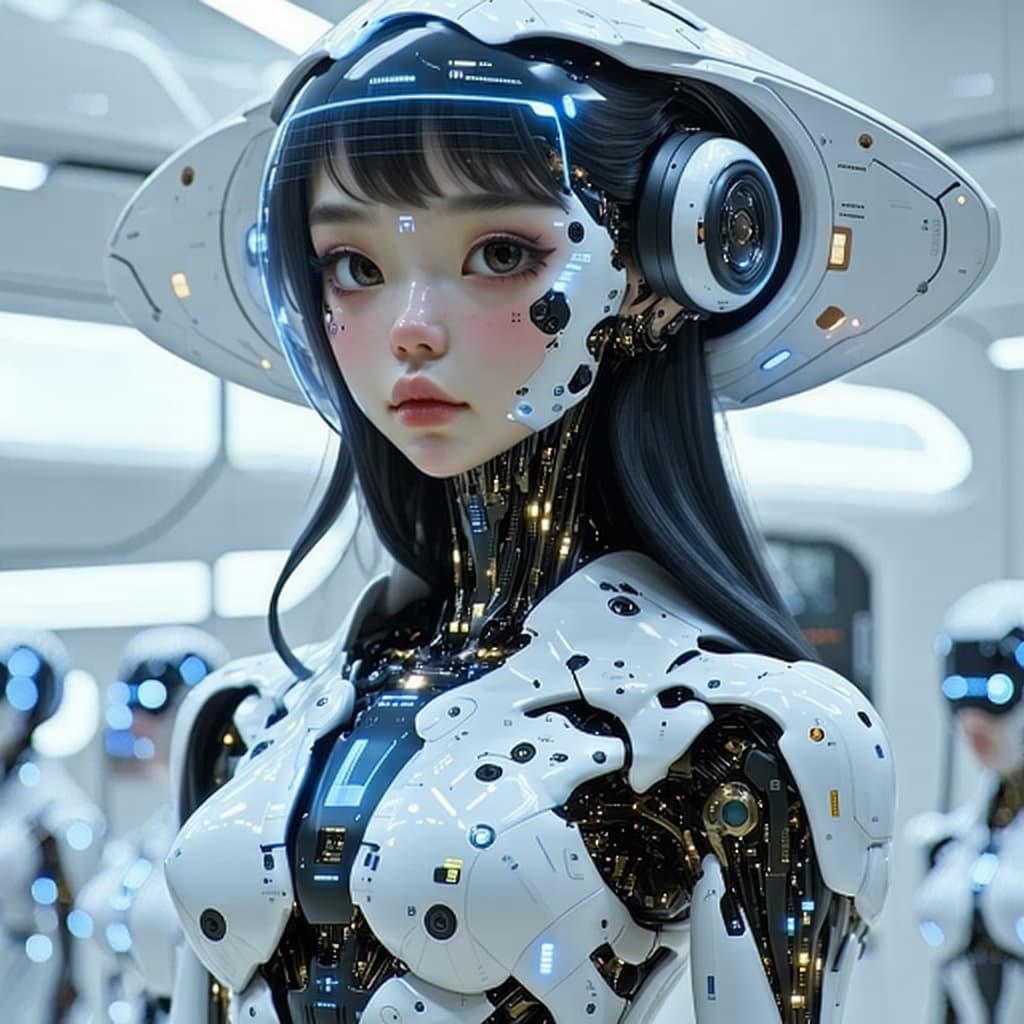 AI generated: Create an image of AI Puppetry. The merging of biology and technology into one being. What would a c...