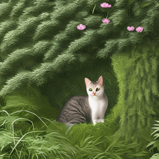 AI generated: animated realistic  photo of a cat hiding in bushes