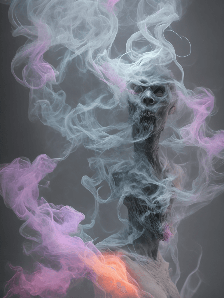 AI generated: Ghost in Smoke, Realistic, Hauntingly beautiful,feerie lighting, wispy tendrils, etherial, Highly de...