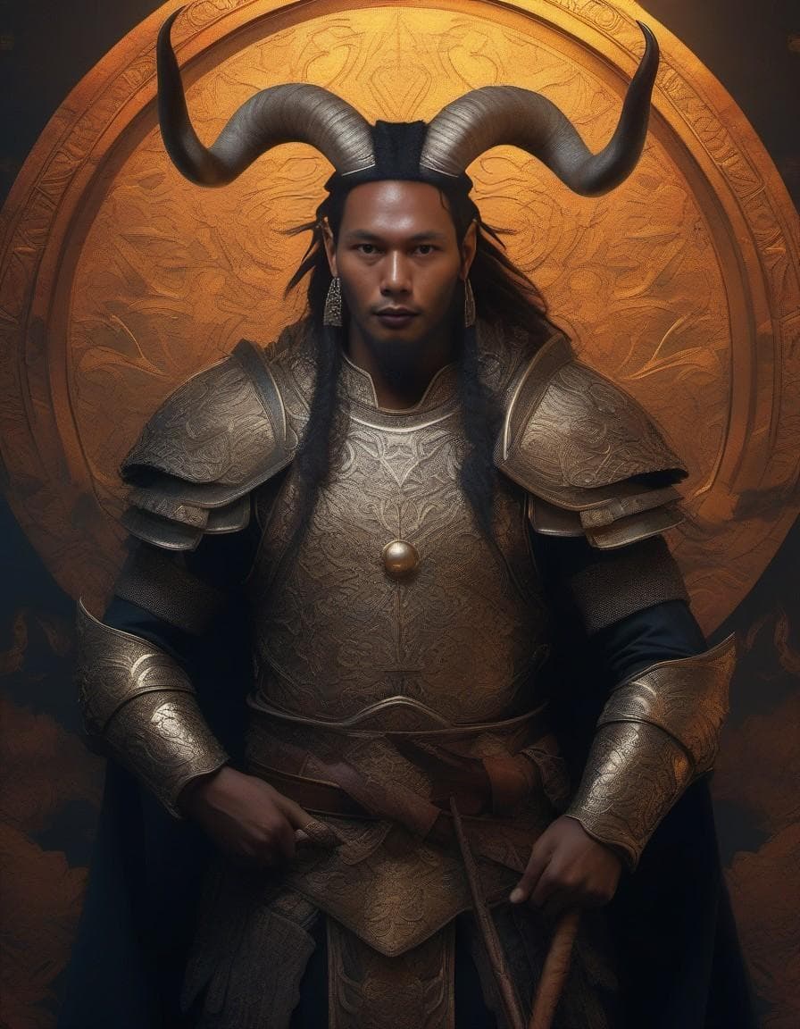 AI generated: goat warrior wearing viking armor, beautiful, highly detailed and intricate, hypermaximalist, ornate...
