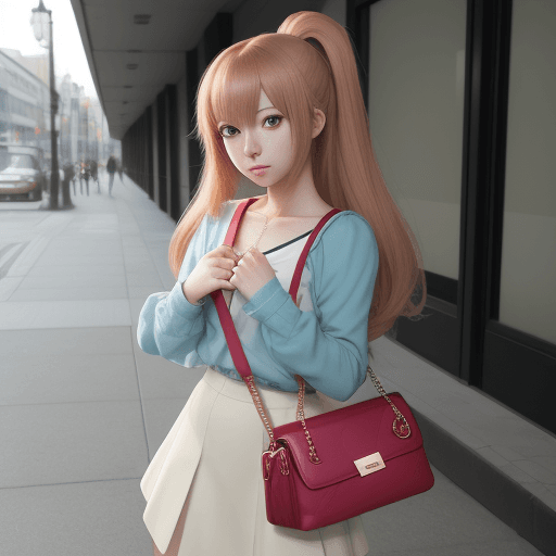 AI generated: highres, perfect portrait of a anime girl with handbag