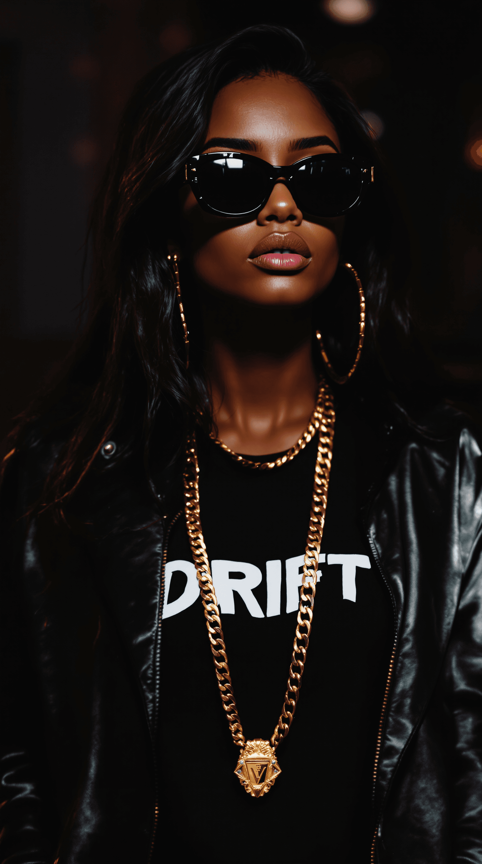 AI generated: full body picture, full body portrait, beauty black girl with urban black clothes, on the small shir...