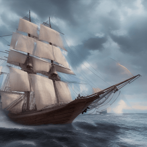 AI generated: Photo of a ultra realistic sailing ship, dramatic light, pale sunrise, cinematic lighting, battered,...