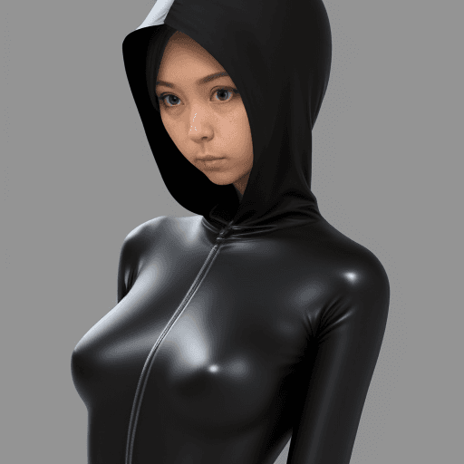 AI generated: woman in black Zentai suit