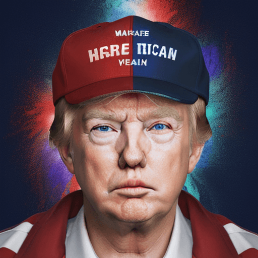 AI generated: Hyper realistic eye level exterior photo of donald trump, with the make america great again cap in r...