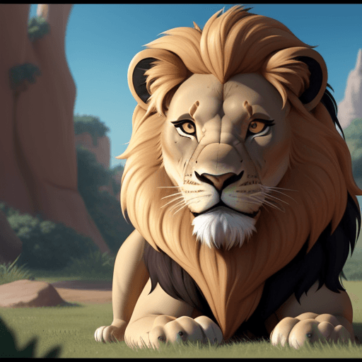 AI generated: Lion cartoon, metaverse, nft, funny. ultra hd, 4k, disney