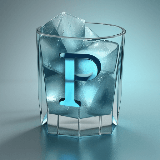 AI generated: 3d blue ice letters G.P. inside a green glass