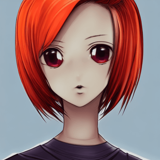 AI generated: masterpiece, best quality, 1girl, red hair, very short hair, petite , tiny breasts , flat chest, , h...