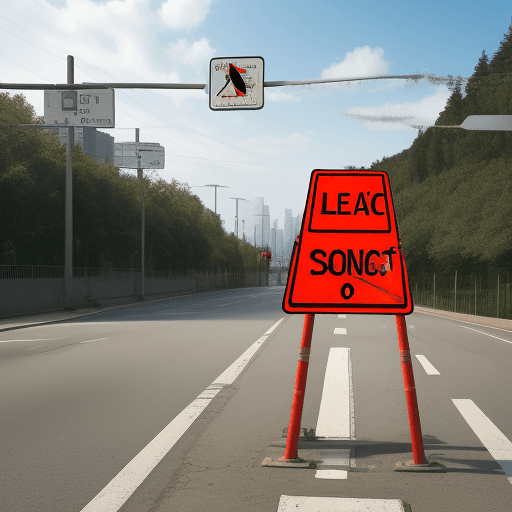 AI generated: traffic sign with single direction lock all twisted