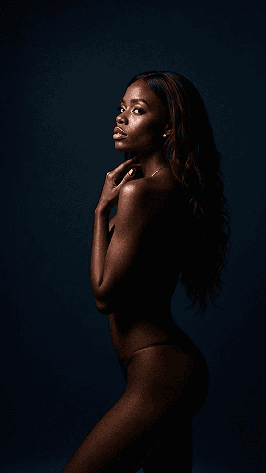 AI generated: The image has a dark, studio-like atmosphere, with the background appearing to be a dark blue or bla...