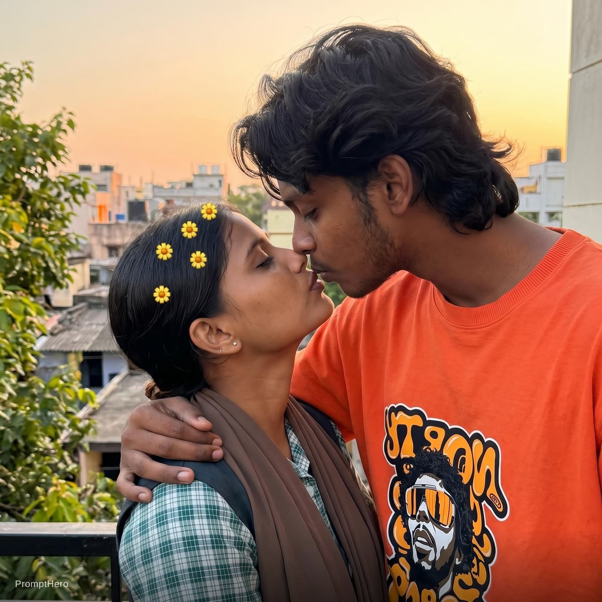 AI generated: Kissing hot of romantic couple 