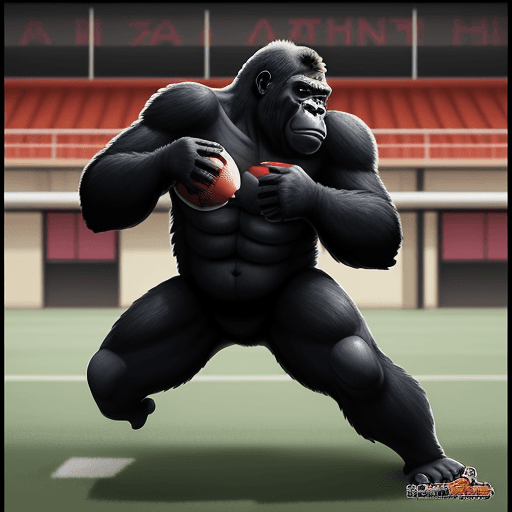 AI generated: A gorilla  playing football draw in a manga style