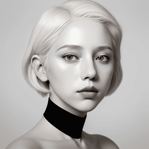 AI generated: trap music artwork for release. A close-up portrait of a woman with short platinum blonde hair, in t...