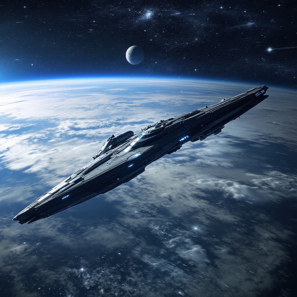 AI generated: 

show a spaceship from star wars encountering encountering a starfleet vessel
show a spaceship from...