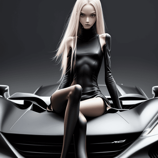 AI generated: a needle-thin anorexic girl with skinny long legs and long skinny calves in high heels with long hoo...