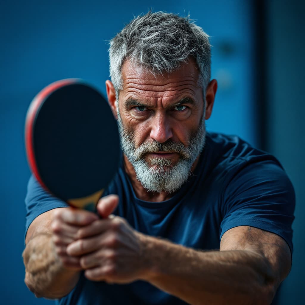 AI generated: Imagen realista de un hombre de 40 años, con el pelo rapado casi calvo y una barba de cinco días, re...