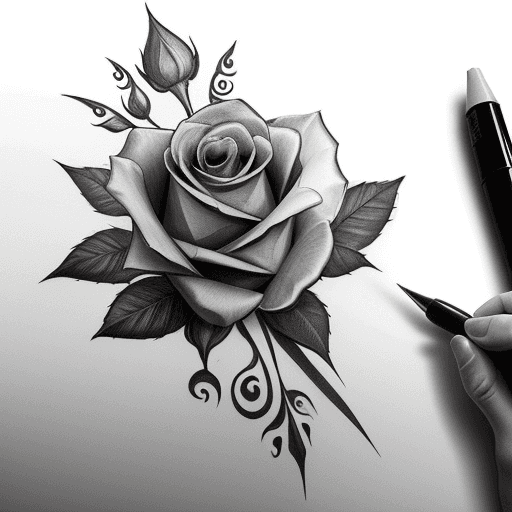 AI generated: Un croquis de roses pour tatouage 
