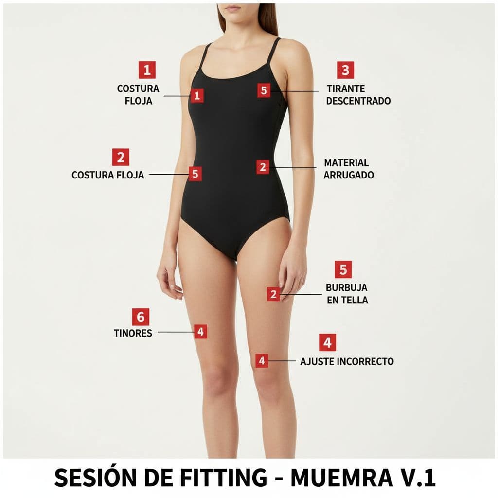 AI generated: créame una imagen de un bañador de mujer que represente una prueba de una muestra física de ese baña...